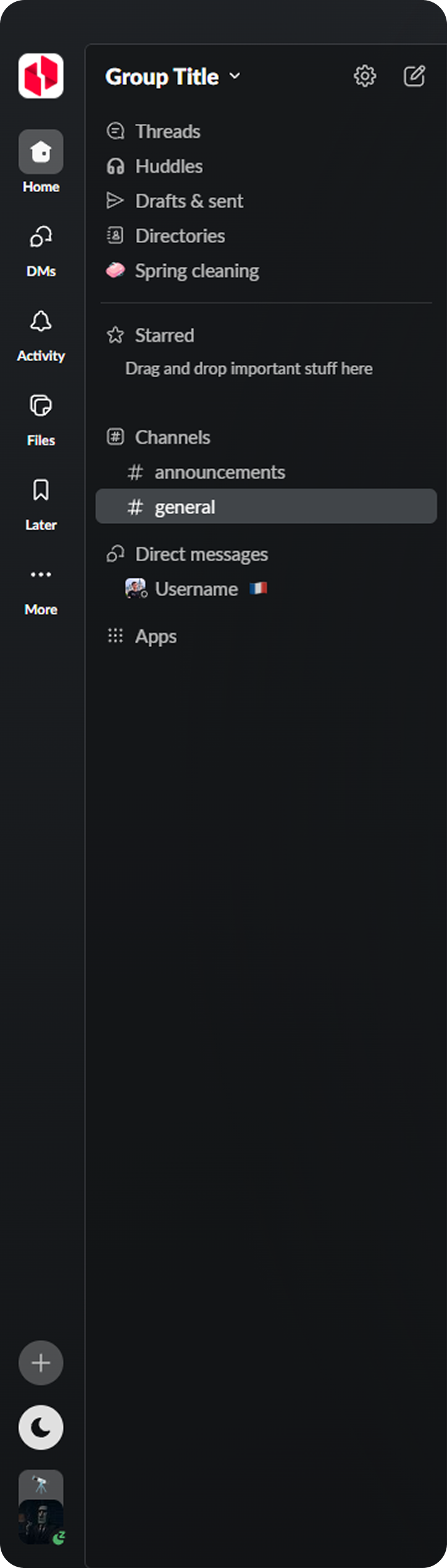 Slack left navigation